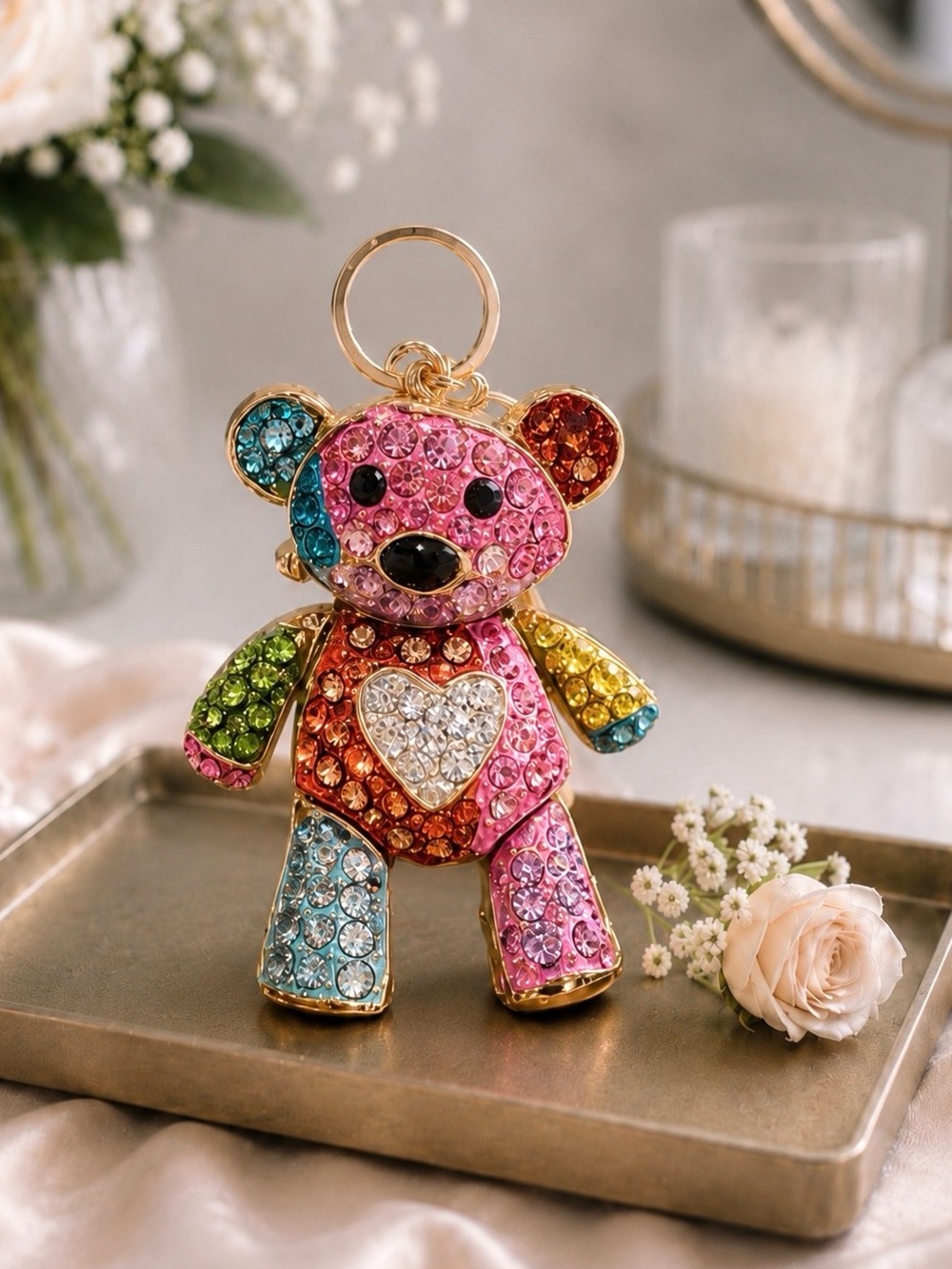 Colorful Crystal Bear Keychain NWT - Picture 2 of 5